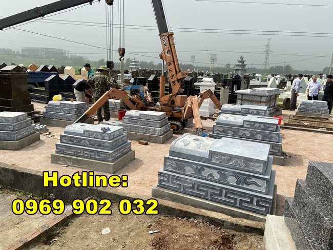 Lắp đặt mộ tam cấp bằng đá tại Vĩnh Phúc 02