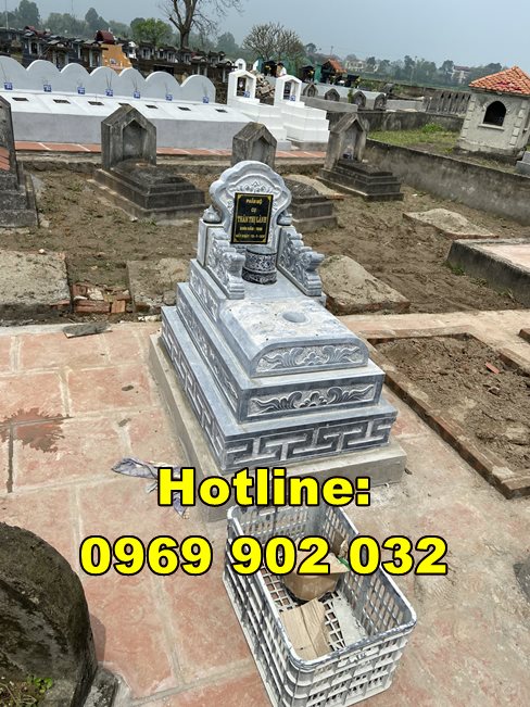Lắp đặt mộ tam cấp bằng đá tại Vĩnh Phúc - mộ tam cấp đá nguyên khối