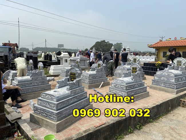 Lắp đặt mộ tam cấp bằng đá tại Vĩnh Phúc
