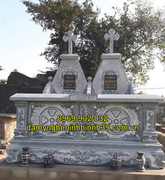 Mẫu mộ đôi bằng đá đẹp tại Hải Dương