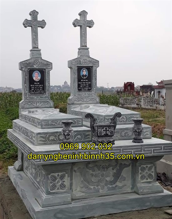 Mẫu mộ đôi bằng đá đẹp tại Hải Dương