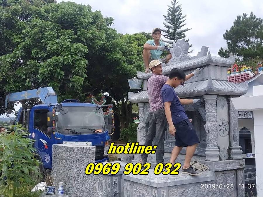thiết kế mẫu mộ đôi bằng đá xanh đẹp tại Hải Phòng