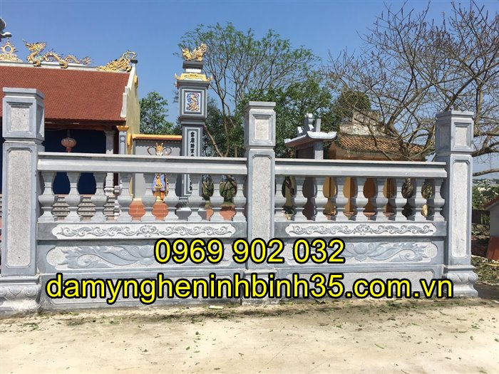 Mẫu lan can đá đẹp chạm khắc hoa văn tinh xảo 01