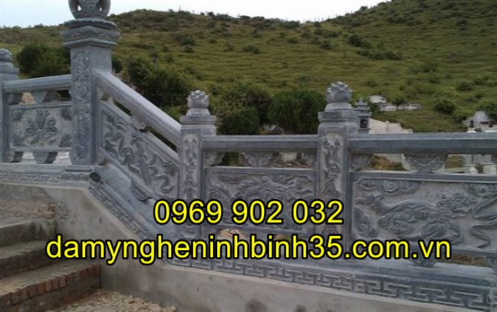 Mẫu lan can đá đẹp chạm khắc hoa văn tinh xảo 02